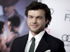 FILE - In this Nov. 10, 2016 file photo, Alden Ehrenreich arrives at the world premiere of "Rules Don't Apply" in Los Angeles. The young Han Solo Star Wars spinoff, starring Ehrenreich in the role originated by Harrison Ford, finally has a title: "Solo: A Star Wars Story." It is set for a May 25, 2018 release. (Photo by Richard Shotwell/Invision/AP, File)