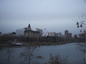 The sun is seen being covered by dust in downtown Saskatoon in Saskatoon, SK on Tuesday, October 17, 2017.