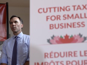 Finance Minister Bill Morneau at the press conference on tax reforms in Stouffville, Ont., on Monday,