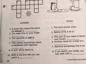 A photograph of a homework assignment handed out to Grade 3 students at Mother Teresa school in Saskatoon in October 2017