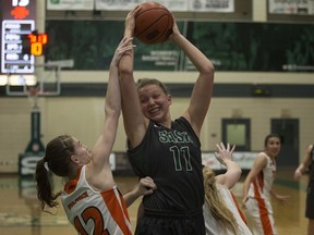 Huskies forward Summer Masikewich goes to shoot the ball during a Nov. 11, 2017, game at the PAC facility in Saskatoon.