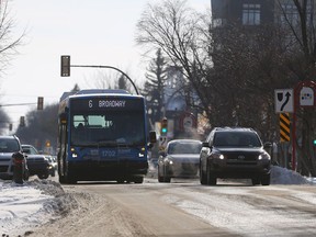 The latest update for the city's bus rapid transit system suggests exclusive bus-only lanes will be considered for stretches of Broadway Avenue, Third Avenue downtown and College Drive in Saskatoon on November 7, 2017. (Michelle Berg / Saskatoon StarPhoenix)
Michelle Berg, Saskatoon StarPhoenix