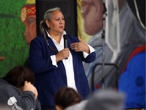 Raven Sinclair talks about the 60s Scoop during the opening day of a 3-day conference called Revitalizing From Our Grieving Spirit at the Saskatoon Indian and Metis Friendship centre on November 7, 2017. (Michelle Berg / Saskatoon StarPhoenix)
Michelle Berg, Saskatoon StarPhoenix