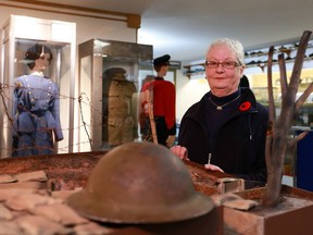 Shirley Timpson gives a tour of the Saskatoon Museum of Military Artifacts which is housed in the Royal Canadian Legion Nutana Branch 362. Established in 1990, it features exhibits of more than 2,000 items donated by veterans and their families. (Michelle Berg / Saskatoon StarPhoenix)