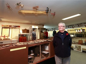 Shirley Timpson gives a tour of the Saskatoon Museum of Military Artifacts which is housed in the Royal Canadian Legion Nutana Branch 362. Established in 1990, it features exhibits of more than 2000 items donated by veterans and their families in Saskatoon on November 8, 2017.