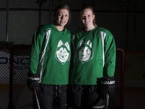 Second-year University of Saskatchewan Huskie players Emily Upgang and Bailee Bourassa are among their team's offensive leaders.