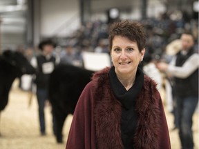 Belinda Wagner, general manager of the Saskatchewan Angus Association, stands in the show ring during the Canadian Western Agribition in Regina. Wagner was the first to win a new award for women in agriculture at Agribition.