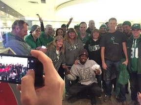 Saskatchewan Roughriders receiver Duron Carter and friends to go the movies on Saturday in Toronto.