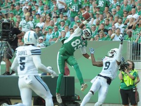 Catches like this against the Toronto Argonauts are why Riders receivers Duron Carter is popular with his teammates and fans