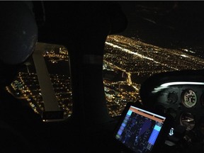 A view from inside the cockpit of Saskatoon Police Air Support Unit.