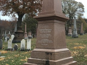 John Rowand's memorial in Montreal's Mount Royal Cemetery. (photo by Sam Derksen)