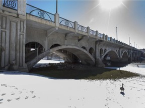 The City of Saskatoon says it is facing a funding gap to maintain buses, parks and bridges of about $16.2 million a year. The city's oldest remaining vehicle bridge, the University Bridge, seen here in April of 2015, is 101 years old.
