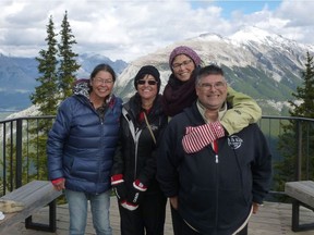 United siblings during their first gathering in Banff in 2015. Esther Vandenham, Rose Yopek, Betty Ann Adam and Ben Tjosvold. (Submitted)