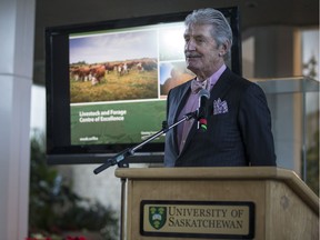 Jefferson Mooney, chairman emeritus of A&W, during a funding announcement at the U of S regarding beef and forage research on Friday, December 1, 2017. The $5 million donation will go towards the U of S's Livestock and Forage Centre of Excellence.