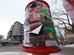 The City of Saskatoon is exploring a possible application process for posters on public property and/or better enforcement in Saskatoon on December 4, 2017. The business districts like Broadway, downtown and Riversdale are concerned about the mess created by posters as they sometimes become loose and blow away and sometimes the paint is ripped off power poles.