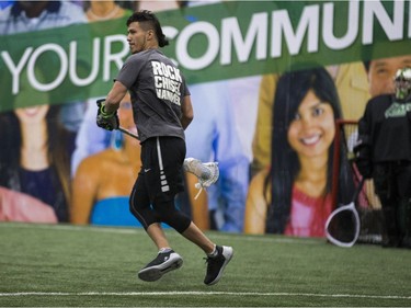 Transition/defender Jeremy Thompson takes part in a scrimmage during Saskatchewan Rush training camp at SaskTel Sports Centre in Saskatoon, SK on Saturday, December 9, 2017.