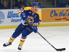 Saskatoon Blades' D-man Libor Hajek, shown here playing the rival Prince Albert Raiders in Western Hockey League action Sunday afternoon at Sasktel Centre, is hoping to crack the Czech Republic roster for the upcoming IIHF world junior hockey championship at Buffalo, N.Y.