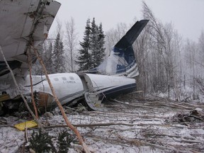 An ATR 42 carrying 22 passengers and three crew members crashed near Fond du Lac Wednesday. (Supplied photo/TSB)