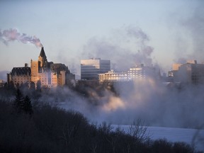 The South Saskatchewan River is seen on a cold day in Saskatoon on Tuesday, Dec. 26, 2017.