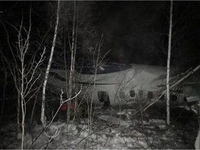 The scene of the plane crash near Fond du Lac, Sask.