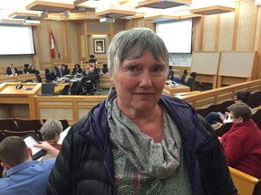 Caswell Hil resident Charlotte Garrett appeared before Saskatoon city council on Monday, Dec. 18, 2017, to argue for restrictions on backyard fires due to health concerns of people like her. (PHIL TANK/The StarPhoenix)