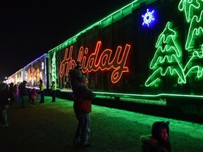 The Canadian Pacific Holiday Train makes a stop at the CP train yard in Windsor, Ont., on Thursday, Nov. 30, 2017.