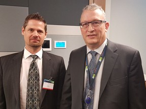 Brad Pawlak, partner development manager with Microsoft Canada (left) and Mark MacLeod, CEO of ISM Canada. ISM announced on Monday that it is now offering access to Microsoft's Azure Stack, a hybrid cloud platform.