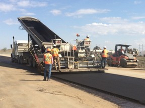 Construction crews at work on the Estevan Bypass.