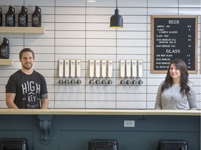 High Key Brewing founder/president Madeline Conn, right, and brewer Daniel Romans in their new brewery in Saskatoon, SK on Wednesday, January 17, 2018.