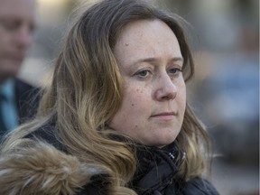 Carolyn Strom, who is appealing the decision by the Saskatchewan Registered Nurses Association that she was guilty of professional misconduct for posting on Facebook about her grandfather's care, speaks to media outside Court of Queen's Bench in Saskatoon, SK on Thursday, January 18, 2018. Storm, who was working in Prince Albert as a nurse, was fined $26K over the post.