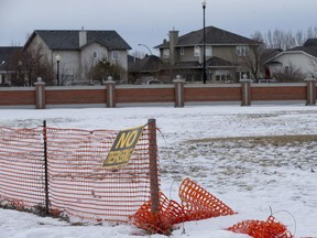 An empty lot on Thode Avenue in Saskatoon in January. Innovative Residential has applied to rezone the land so it can build 70 affordable townhouse units.