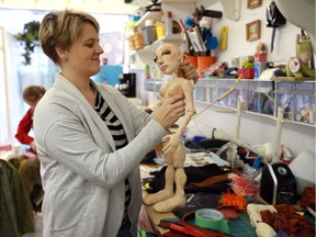 Crispi Lord of Stumped Productions works on one of 44 puppets for a violent, adults-only version of Titus Andronicus at Shakespeare on the Saskatchewan this summer.