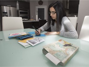 Aimen Aziz has started an initiative called Cards for Fond du Lac after hearing about all the tragedies occurring in Fond du Lac, Aziz is pictured writing a card in her home in Saskatoon, SK on Friday, January 26, 2018.