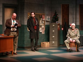 L-R: Joshua Beaudry, Jaron Francis and Chip Chuipka in Butcher at Persephone Theatre.