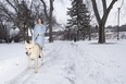 Thumper the German Shepherd is happy as long as he's with his human Yasmeen Derbas.