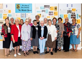 The Sisters: (left to right) Rita Kammermayer, Pauline Greenizan, Juliana Heisler, Jocelyn Monette, Josie Germaine,Stephanie Schmidts, Phyllis Kapuscinski, Sylvia Obrigewitsch, Lorraine LaChance, Theresa Horvath, Catherine Seemann, Lucille Thorson, Marjorie Zdunich, Elizabeth Losinski, and Audrey Gerwing.