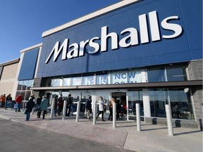 Shoppers stream into Regina's first Marshalls department store in 2014.