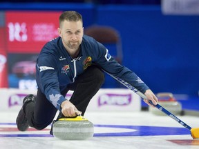 Skip Brad Gushue, of St.John's, N.L., throws a rock during the Canadian Olympic curling trials in Ottawa on Sunday, December 3, 2017. After coming up painfully short at the Olympic Trials last month in Ottawa, veteran skip Brad Gushue took a couple weeks off to recharge and refocus. Gushue resumed regular practice after Christmas and said he's feeling motivated and ready to team up with Val Sweeting at this week's Canad Inns Canadian Mixed Doubles Curling Trials.