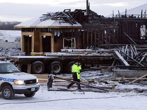 Scene of a semi truck crash on Senick Bay in Stonebridge Wednesday, February 15, 2012.