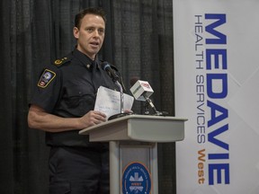 Troy Davies of Medavie Health Services West speaks during a presentation of the Heart Safe Award at Medavie Health Services West in Saskatoon, SK on Thursday, February 1, 2018.