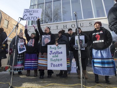 A rally for the Boushie family at the Court of Queen's Bench in Saskatoon, SK on Saturday, February 10, 2018.
