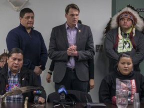 Mayor Charlie Clark speaks during a media event regarding the verdict in the death of Colten Boushie at the White Buffalo Youth Lodge in Saskatoon, SK on Saturday, February 10, 2018.