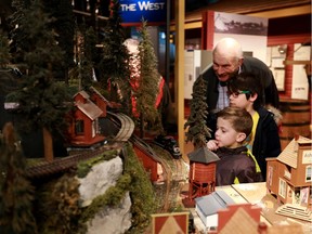 Guests admire the trains at the All Aboard 2018 model train show, the second largest model train show in Western Canada, at the Western Development Museum in Saskatoon on February 25, 2018.