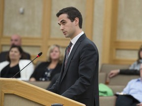 Director of Finance Clae Hack speaks during the city budget deliberations at city council chamber in Saskatoon, SK on Monday, November 27, 2017.