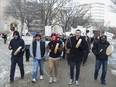 Marchers walk through the University of Saskatchewan during a rally hosted by the Indigenous Graduate Students' Council and the Indigenous Students' Council at the Gordon Oakes centre in Saskatoon, SK on Tuesday, February 13, 2018.