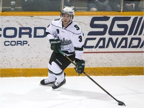 Connor Cox had one of two goals for the U of S Huskies on Friday night in a 5-2 loss to the Alberta Golden Bears.