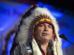 AFN National Chief Perry Bellegarde gives opening remarks at the AFN 38th annual general assembly in Regina on July 25, 2017.