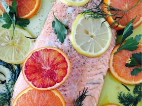 Slow-roasted steelhead trout with citrus and olive oil (Renee Kohlman)