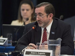 Jean Laporte of the Transportation Safety Board speaks at an environmental hearing on the Energy East pipeline, Tuesday, March 8, 2016 in Levis, Que. Rail and pipeline transportation of dangerous substances like crude oil and gas saw an increase in serious accidents in 2017 compared to the previous year, according to data released Tuesday by the Transportation Safety Board.