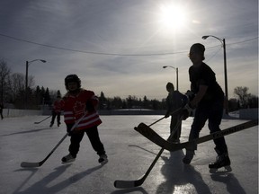 SASKATOON,SK--FEBRUARY 12/2011-- All age of players and skaters showed up and played some shinny at Henry Kelsey Rink outdoors Saturday, February 12, 2011 during Hockey Day in Canada celebrations.